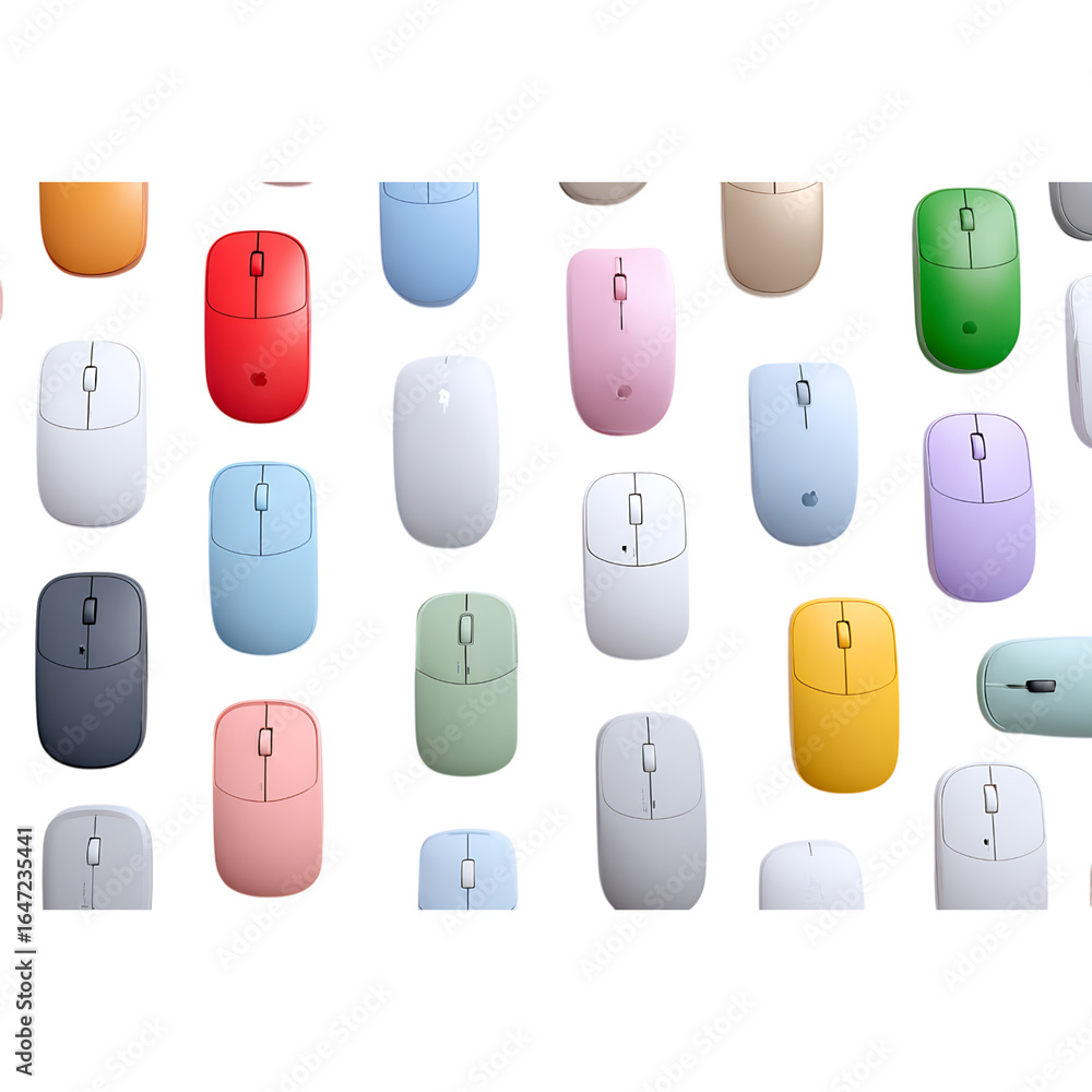 Aufkleber vibrant array of modern computer mice in assorted colors, perfect for a tech-savvy workspace or crea