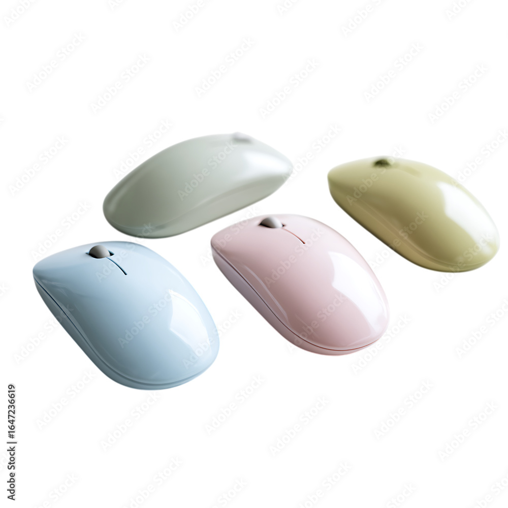 Poster discover charming pastel wireless computer mice, perfect for stylish modern workspaces and adding a 