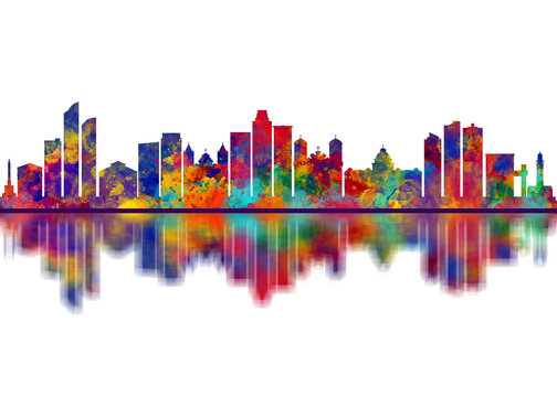 Salvador Brazil Skyline. Cityscape Skyscraper Buildings Landscape City Downtown Art