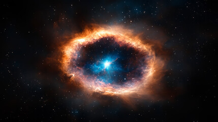 Naklejka premium Bright orange and blue star in the sky