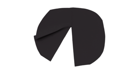 Black circle masking tape sticker with wrinkled edges, separate wrinkled round paper on transparent background.