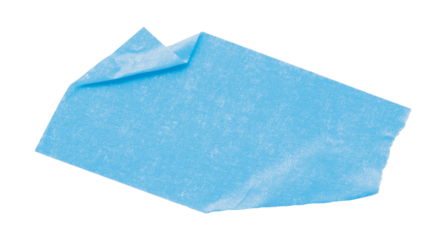 Light blue torn paper tape isolated on transparent background