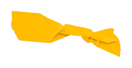 Yellow torn paper tape isolated on transparent background