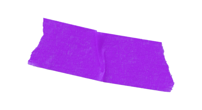 Separate purple torn paper tape on transparent background