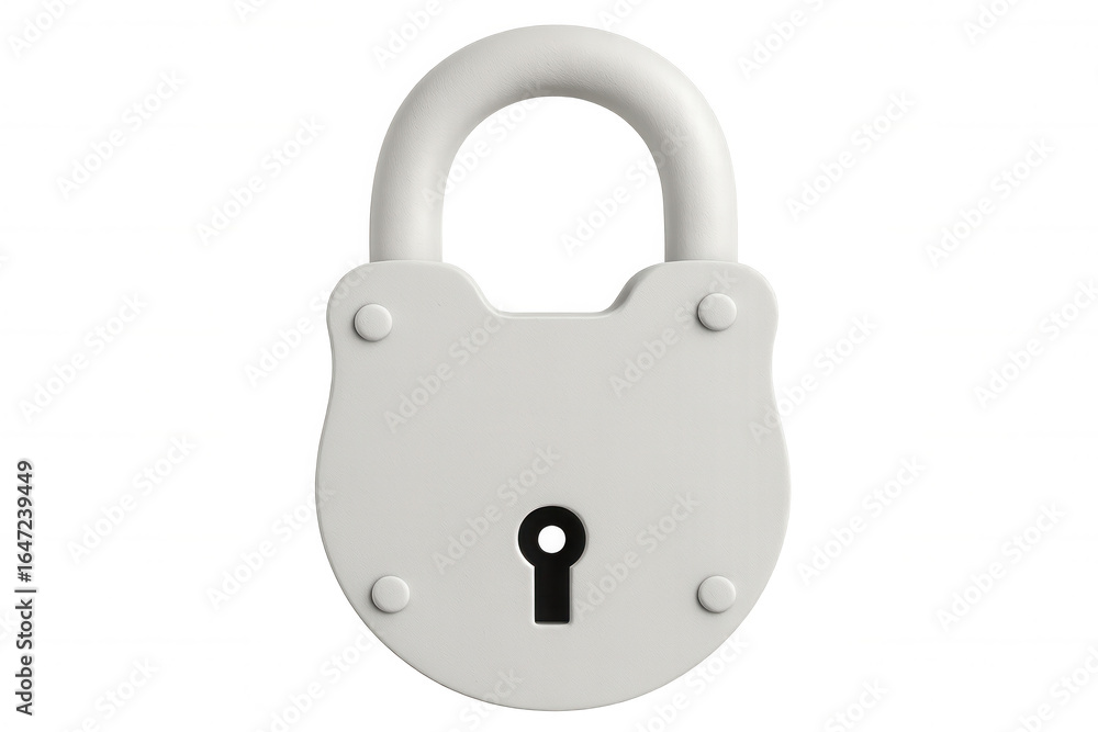 Poster white padlock lying on transparent surface, representing digital security and data protection from p