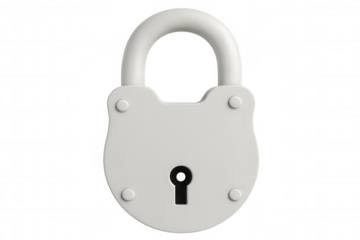 White padlock lying on transparent surface, representing digital security and data protection from potential cybersecurity risks