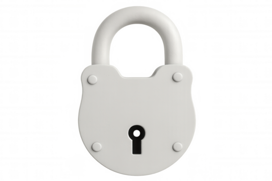 White padlock lying on transparent surface, representing digital security and data protection from potential cybersecurity risks
