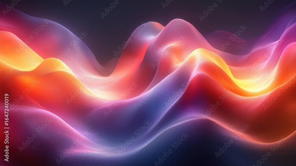 Poster abstract wavy landscape with vibrant gradient: a mesmerizing visual symphony.