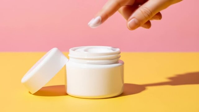 Cream jar finger dip skincare