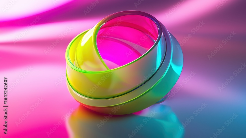 Aufkleber vibrant abstract 3d shape with colorful gradient abstract shape vibrant colorful gradient form rende