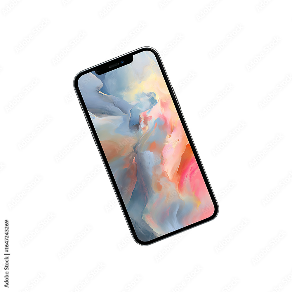 Aufkleber a modern smartphone with a colorful screen isolated on transparent background for communication