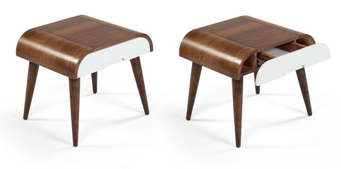 wooden coffee table isolated on white background 