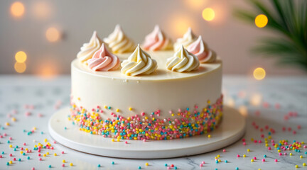 Festive Celebration Cake with Colorful Sprinkles