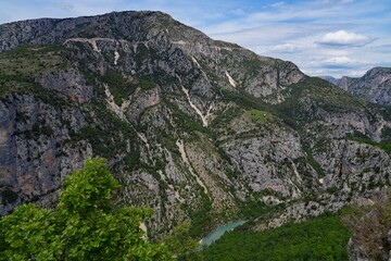 Plunging view over the Verdon River in the Gorges du Verdon area, a canyon, in the south of France