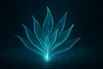 Spiral blooming crystal petals, elongated and curved, made of semi-transparent glass with intricate fractal textures