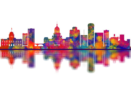 Springfield Illinois Skyline. Cityscape Skyscraper Buildings Landscape City Downtown Art