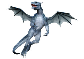 3D Rendering Fairy Tale Dragon on White