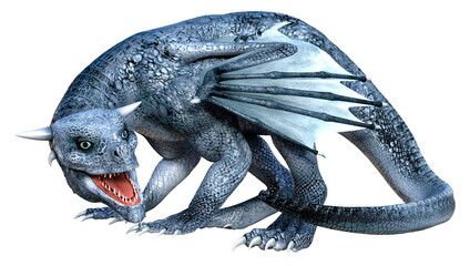 3D Rendering Fairy Tale Dragon on White