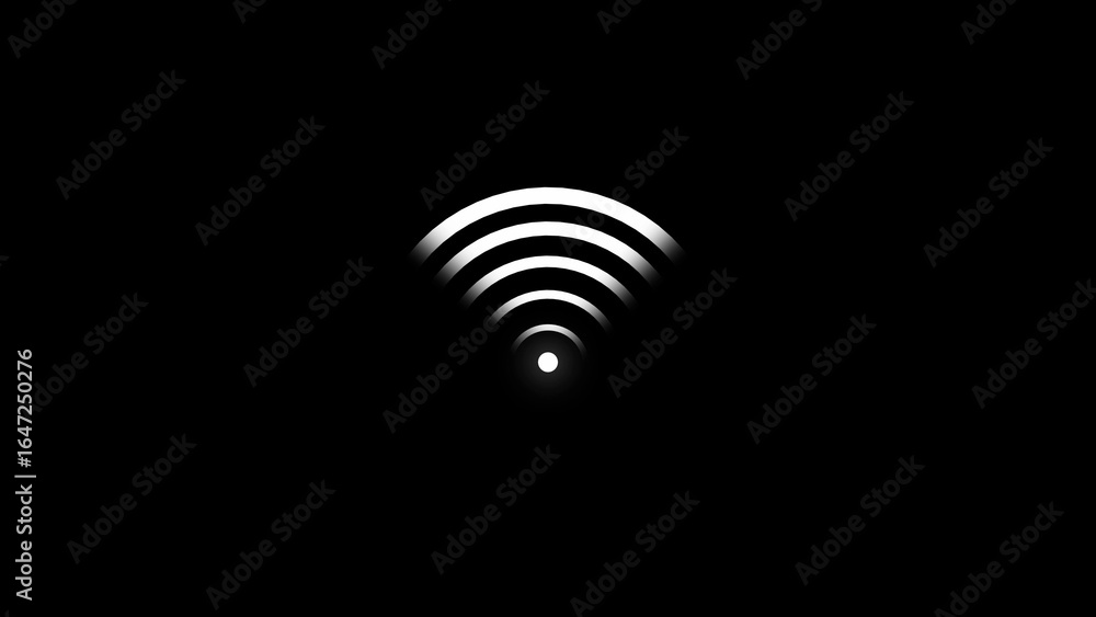 Poster white wi- fi signal icon with concentric arcs on black background wifi wireless