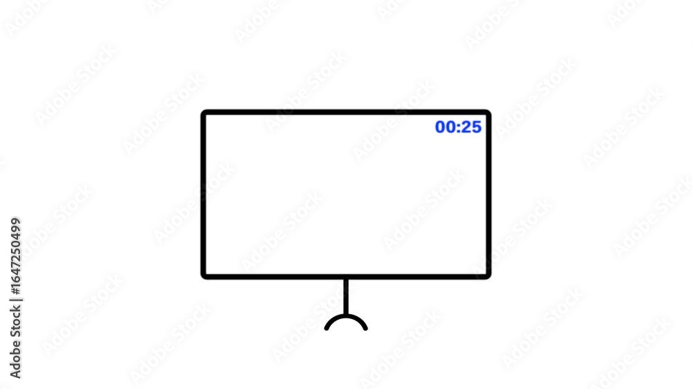 Poster glowing countdown in tv screen five minute countdown timer animation from 60 to 0 seconds on white b