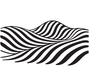Futuristic Landscape with fields in black stripped as zebra. Flat black sketch