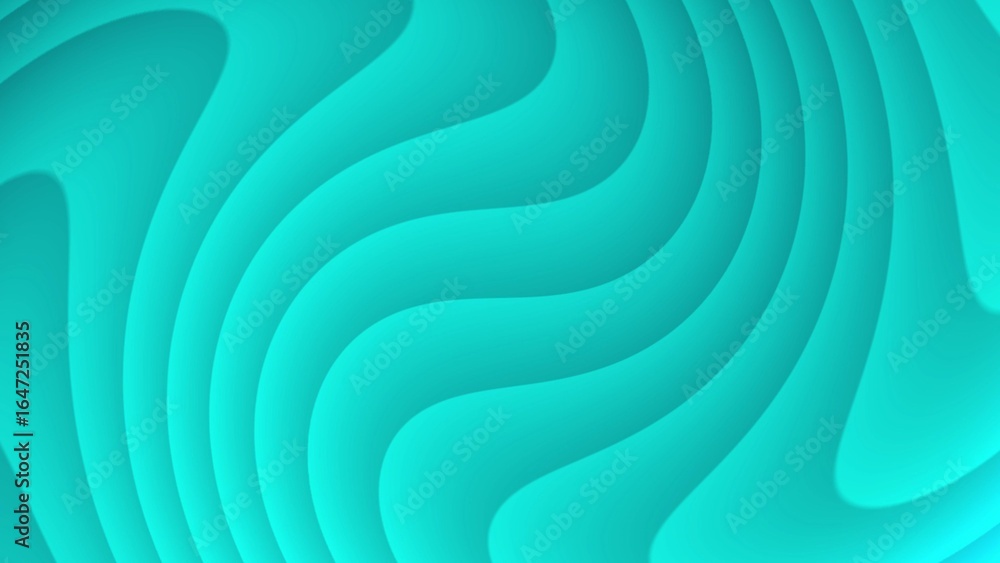 Poster abstract flowing turquoise waves with subtle shadow effects creating depth and movement background