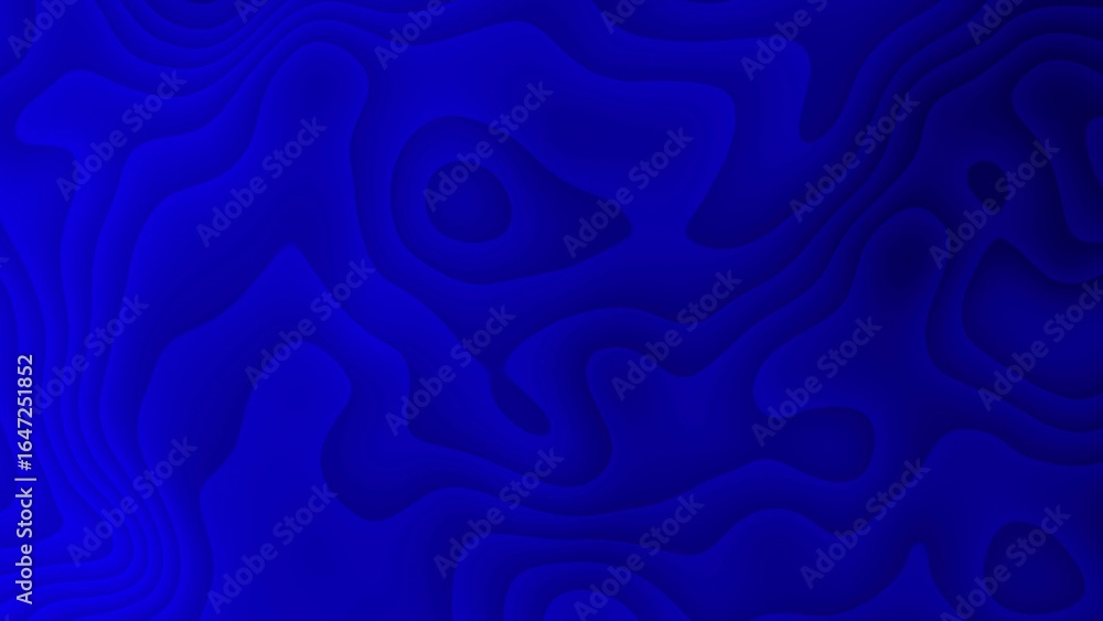 Poster Deep blue abstract topographic map texture with layered contours and subtle shading background