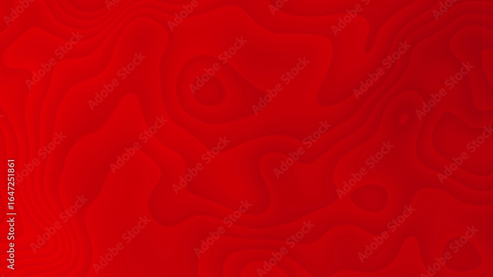 Poster vibrant red abstract topographic map texture with layered contours and subtle shading background