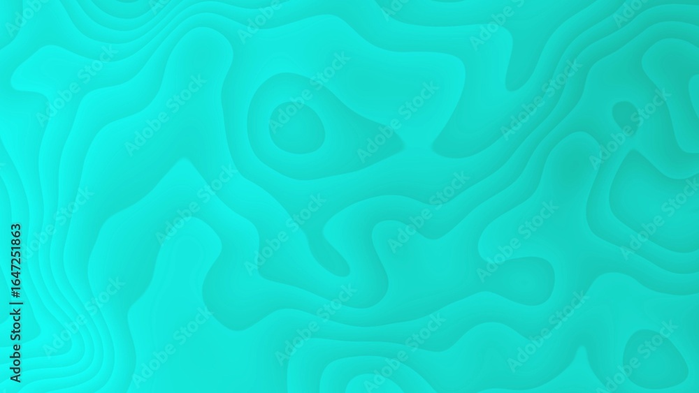Poster bright cyan abstract topographic map texture with layered contours and subtle shading background