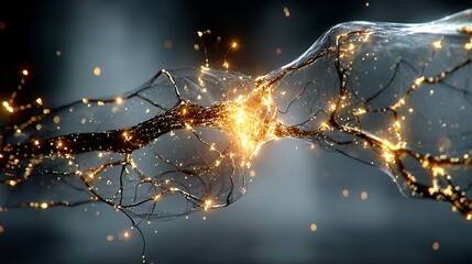 Abstract Neural Network Connection Illustration, Representing Artificial Intelligence, Machine Learning, and Complex Data Processing with Glowing Nodes and Interconnected
