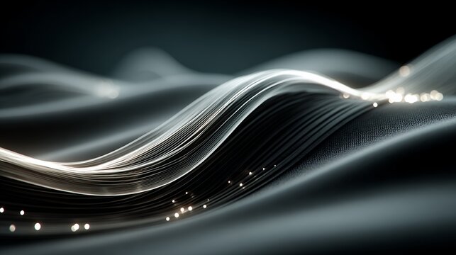 Elegant Abstract Wave: Silver Lines and Soft Texture Background, Evoking Connectivity and Modern Design, Perfect for Futuristic Technology or Digital Communication Visuals 149