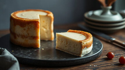  yummy  cake with refined features and soft contrast in warm, slight dark tones

