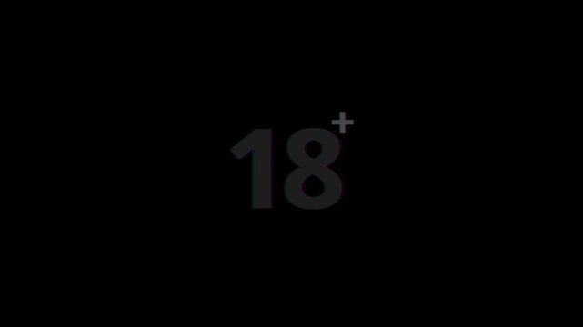 18 plus icon animation black background video 4k