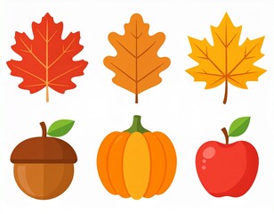 Set of 6 autumn icons