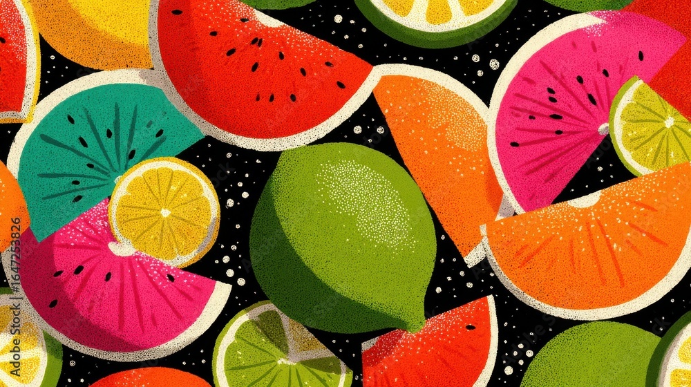 Poster fruit slice pattern with high contrast