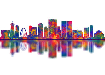 Obraz premium Tijuana Mexico Skyline. Cityscape Skyscraper Buildings Landscape City Downtown Abstract Landmarks Travel Art