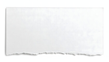 A crisp white paper strip featuring a rough, jagged bottom edge, ready for your message or design.