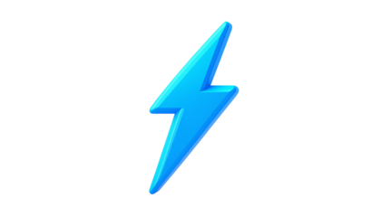 
Modern stylized lightning bolt symbol with illuminated edges isolated on solid white background Png format