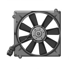 Obraz premium Gray Metal Square Cooling Fan Pixel Art Illustration