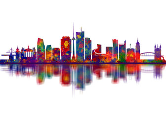 Fototapeta premium Vilnius Lithuania Skyline. Cityscape Skyscraper Buildings Landscape City Downtown Abstract Landmarks Travel Art