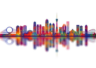 Obraz premium Zhengzhou China Skyline. Cityscape Skyscraper Buildings Landscape City Downtown Abstract Landmarks Travel Art