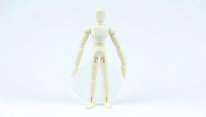 Simple wooden art mannequin, a versatile poseable figure for creative visualization and design.