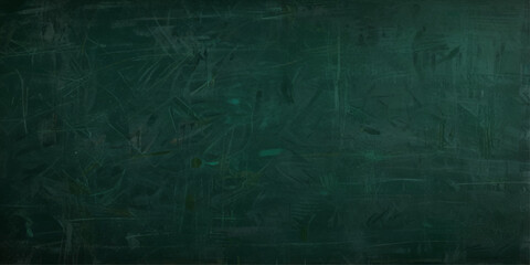 Abstract texture of green chalkboard background texture with copy space. Design concept for school education, dark wall backdrop , design template.	