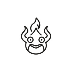 Simple Line Art Icon of a Fiery Creature or Monster Head demon devil