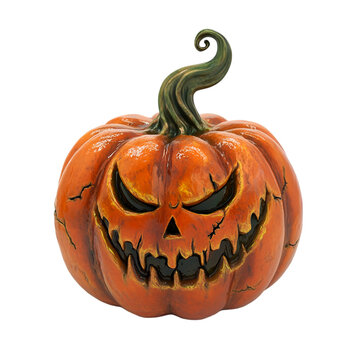 Spooky grinning jack o' lantern with glowing eyes and sinister smile, perfect for Halloween decor and marketing campaigns
