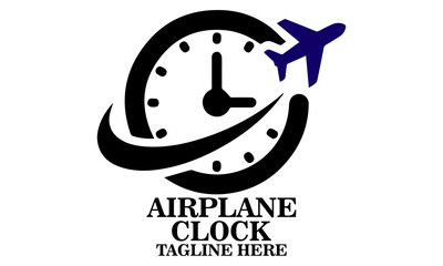 Logo featuring an airplane circling a clock face vector illustration, time travel airplane logo symbol design vector illustration