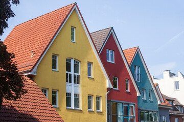 Bunte Wohngeb&auml;ude, Giebelh&auml;user, Vegesack, Bremen- Nord, Bremen, Deutschland
