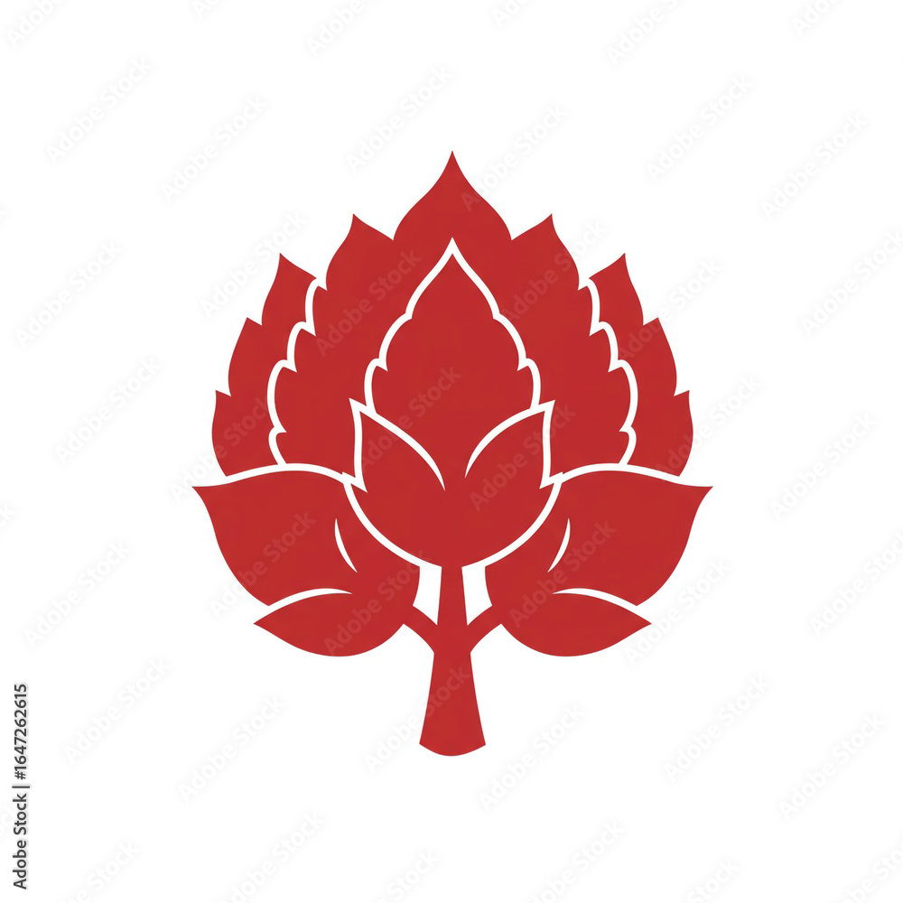 Poster red leaf design on white background a botanical illustration for creative projects and branding with