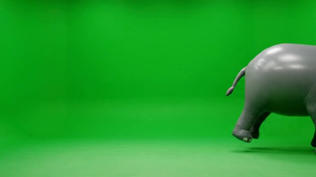 Dancing elephant toy wearing a party hat on a green screen background brings playful joy and whimsy to any project, perfect for children's content