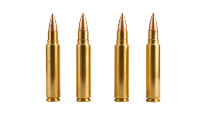Golden Rifle Cartridges Vertical Illustration Isolated PNG